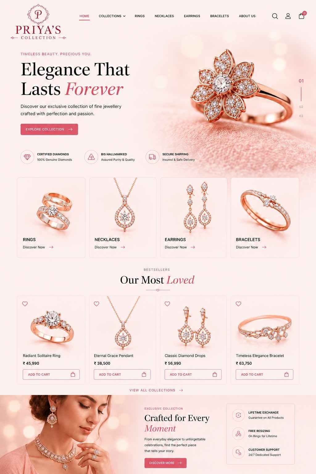 Jewellery website design preview