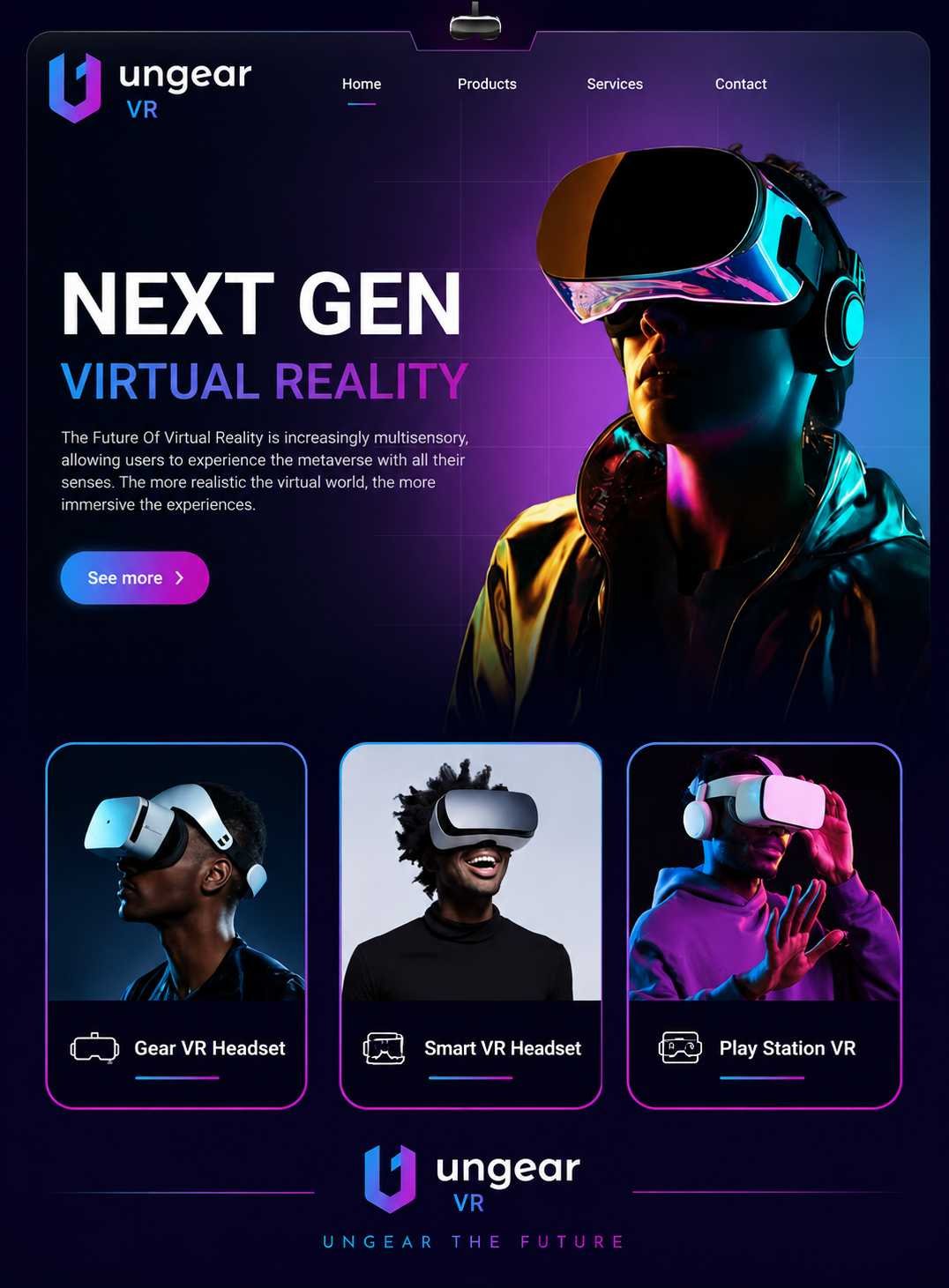 VR website design preview